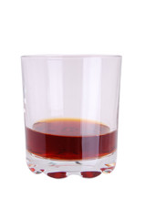 Glass of whiskey with  on a white background