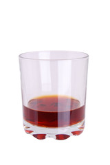 Glass of whiskey with  on a white background