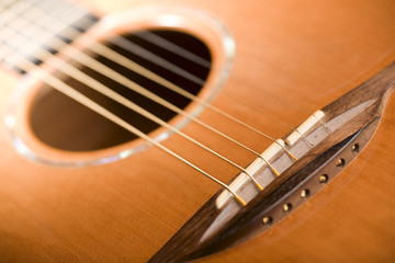 Obraz premium Acoustic guitar - bridge
