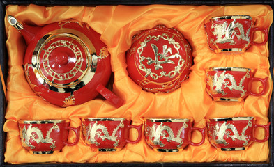red tea set