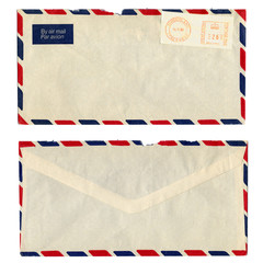 Airmail letter with UK postage meter stamp - obrazy, fototapety, plakaty