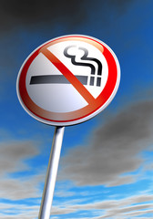 No smoking sign against the blue sky
