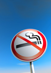 No smoking sign against the blue sky