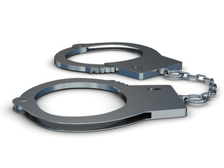 Handcuffs on a white background. Isolated 3D image