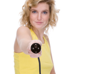 Fototapeta premium Woman with power cable