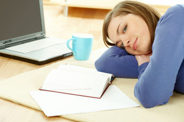 Beautiful woman in home