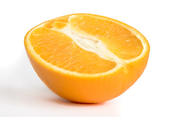 Photo of half of orange isolated on white background