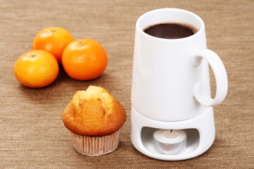 hot chocolate and muffin