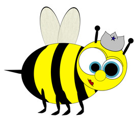 Queen Bee Cartoon - Isolated On White