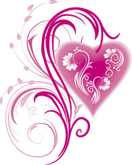 Stylized Heart and floral ornament. Vector Illustration