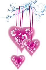 Stylized Heart and floral ornament. Vector Illustration
