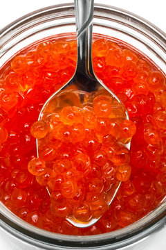 spoon and red caviar