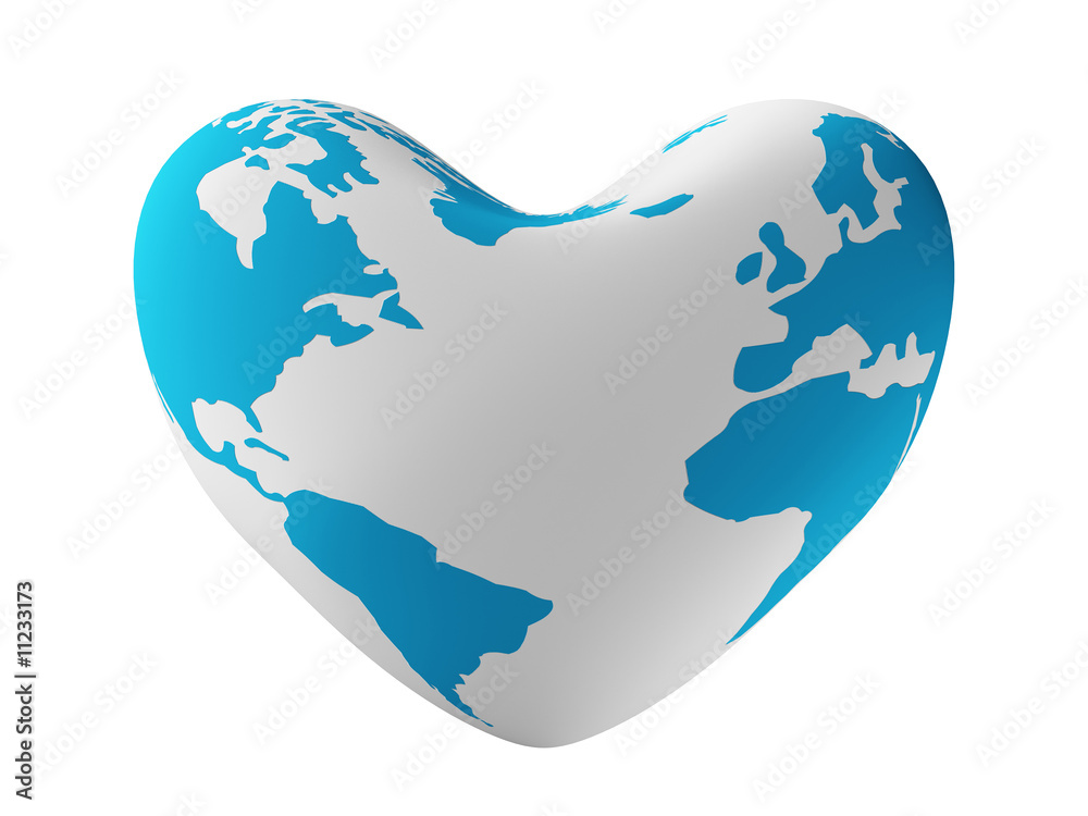 Canvas Prints earth in form of heart. 3d image.