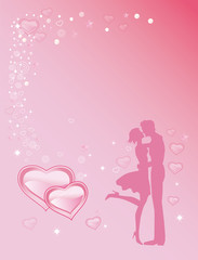 in love pair on a pink background