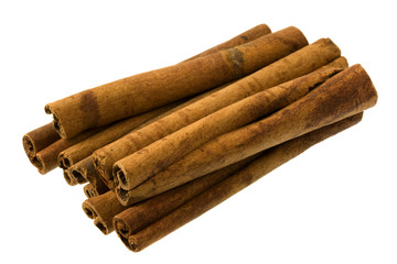 cinnamon sticks on white background