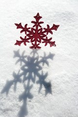 Christmas red star in a snow day