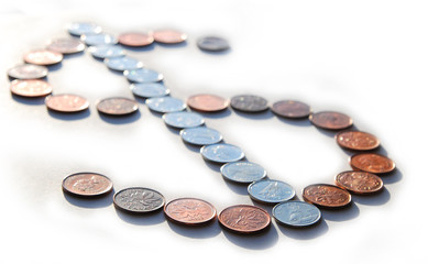 USD symbol made of coins