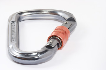 Close up of a locking carabiner