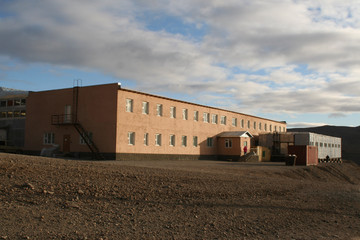 Fototapeta na wymiar Settlement, Factory on processing ore gold