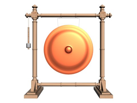 Metal Gong and Wooden frame