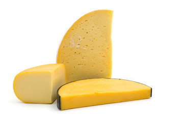 cheese assortment on white background