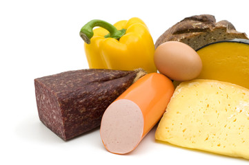 food assortment on white background