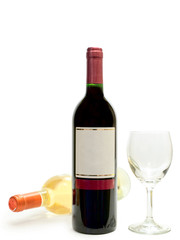 white and red wine with wineglass