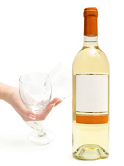white wine with wineglass in hand
