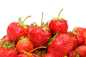 Red strawberries isolated on the white background