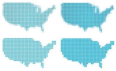 Fototapeta na wymiar United States map mosaic set. Isolated on white background.