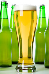 Glass and bottle of beer