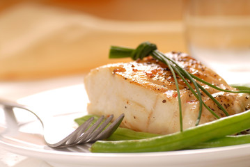 Cod fillet with green beans