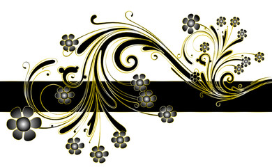 barre floral noir et or