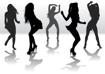 Dancing girls silhouette