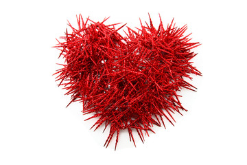 Naklejka premium red heart on white background