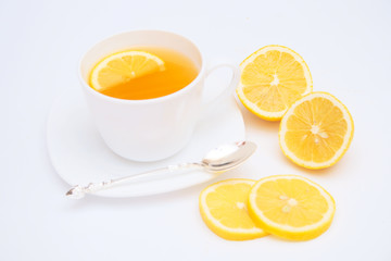 Cup of tea with lemon.