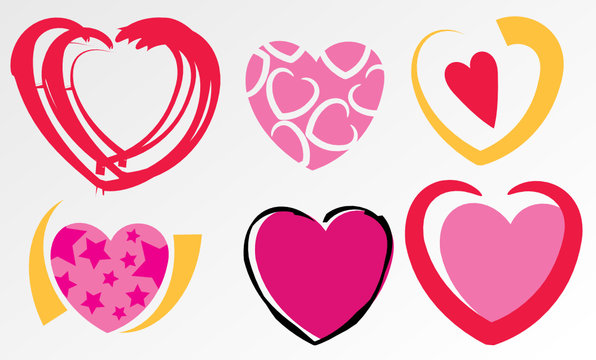 set of six cute valentine's day icons