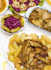 cooking lunch food chicken meat and salad