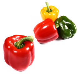 red, yellow and green peppers