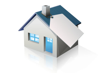 Maison et étiquette vierge blanche (reflet)