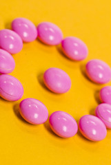 medicaments on yellow background