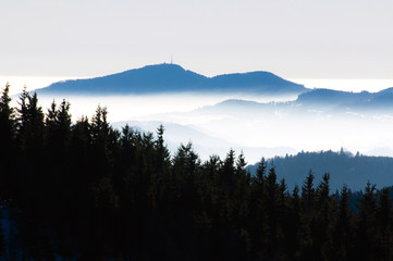 natural landscape with fog on the horizon
