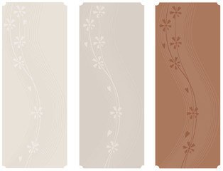 three brown floral banners