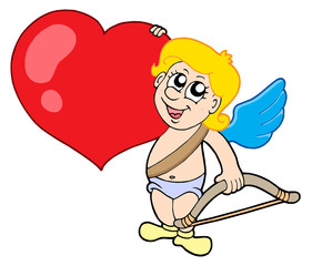 Cute cupid with bow and heart
