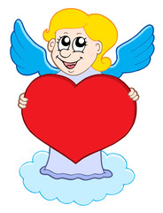 Smiling cupid on cloud
