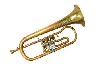 Fototapeta na wymiar an old rusty trumpet