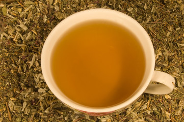 The cup of herbal tea