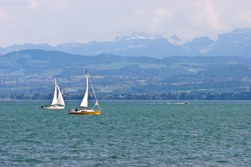 Fototapeta na wymiar Jachty na Jeziorze Bodeńskim