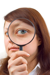 Eye and magnifying glass