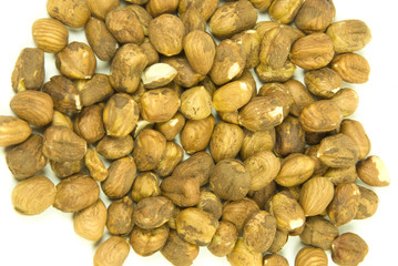 pile of hazelnuts  prepared for eating raw or baking